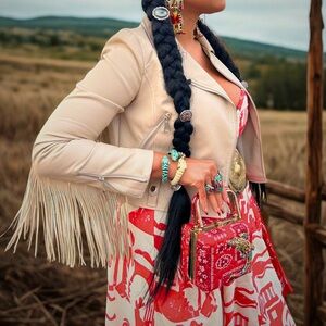 Nasty Gal Tan Faux Leather Jacket Western Cowgirl inspired